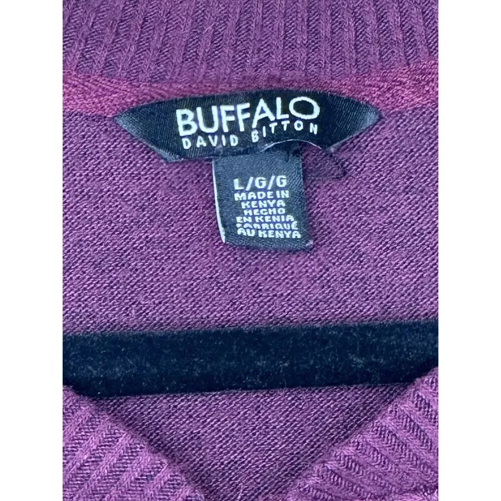 Buffalo David Bitton Burgundy Split V Neck Long Sleeve Women’s Shirt Size Large
